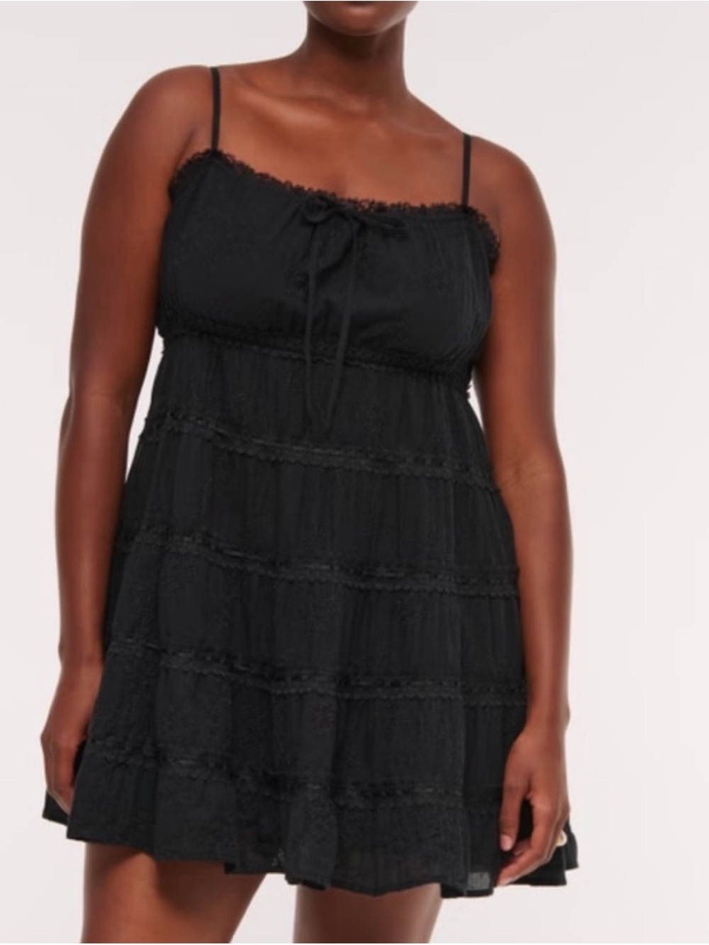 Abercrombie Black Tiered Lace-Trim Sundress - Picture 2 of 5